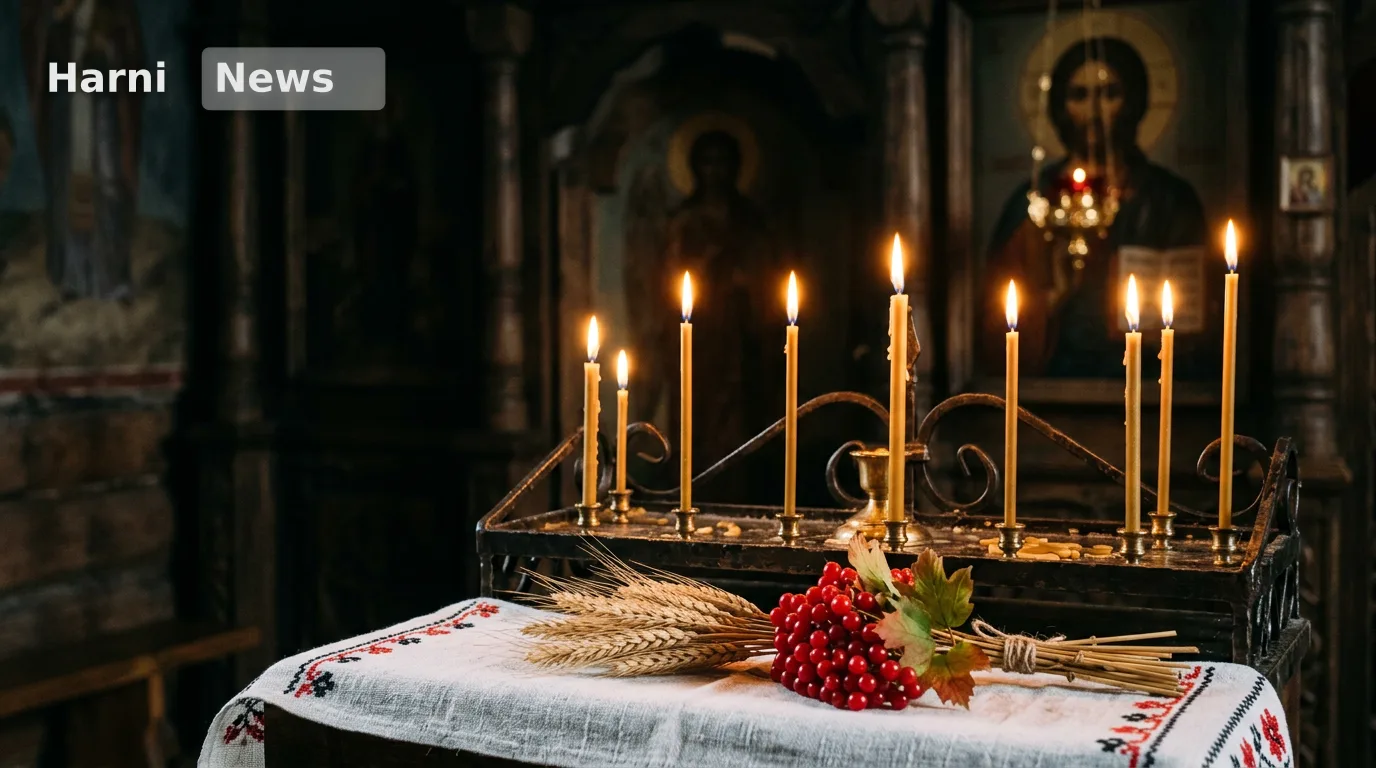 Свічки пам’яті, колоски і калина в храмі