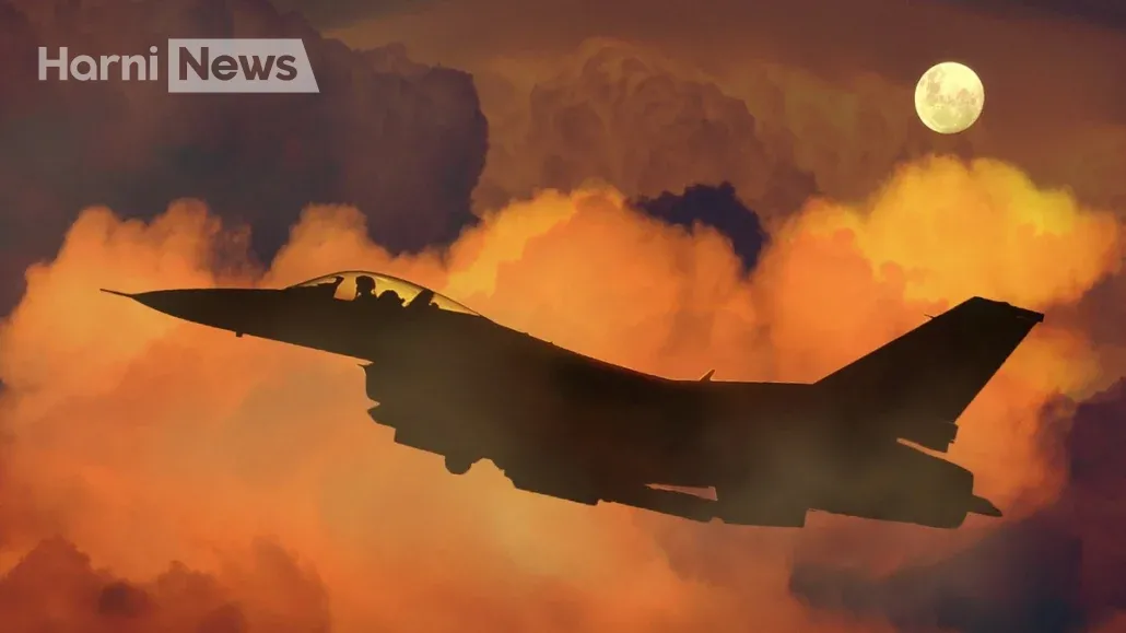 Силует літака F16 у повітрі